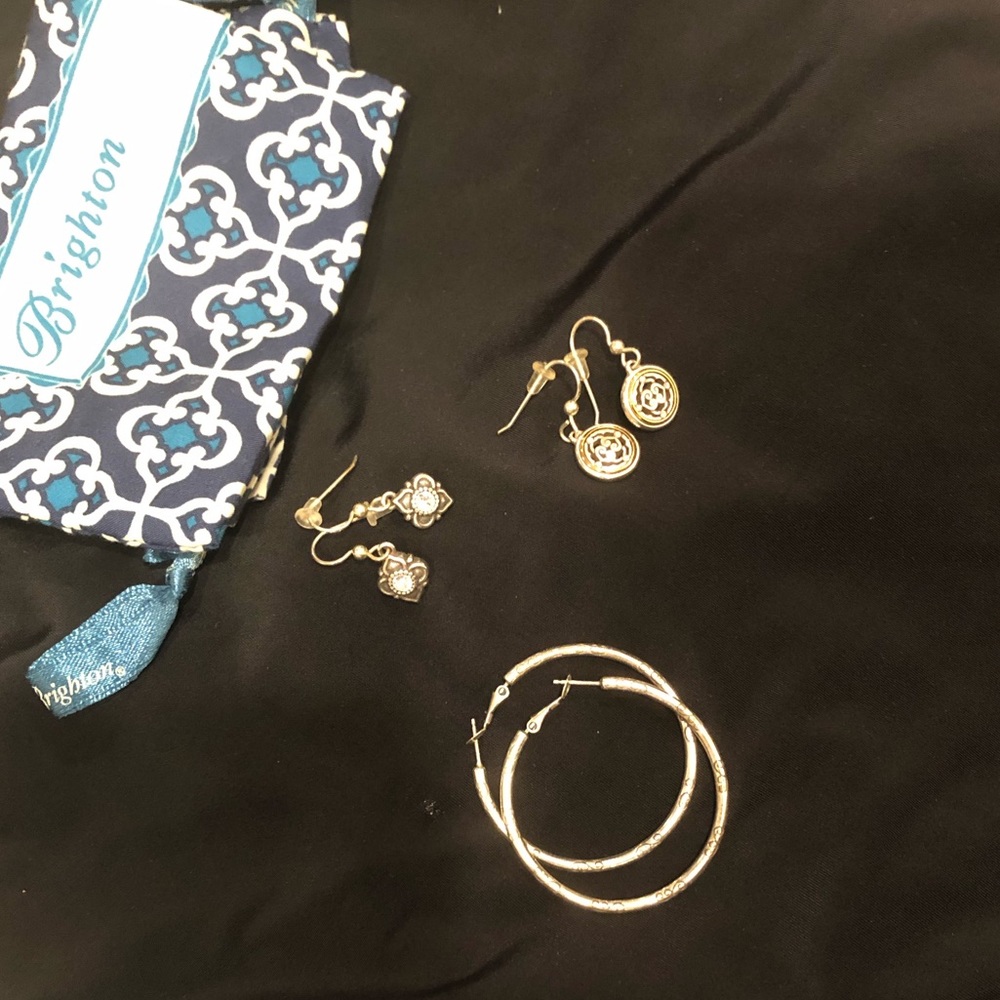 BRIGHTON earrings 3 pair hoops and two dangles